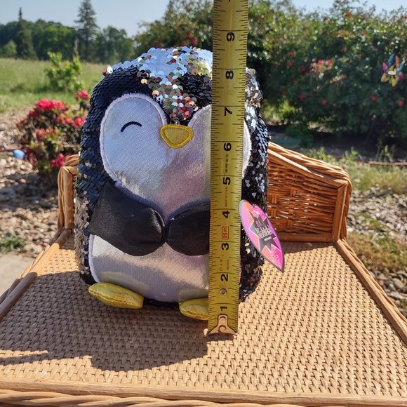 NWT Kobioto Sequin  Penguin Plush Toy Reversible Sequins - Picture 3 of 7